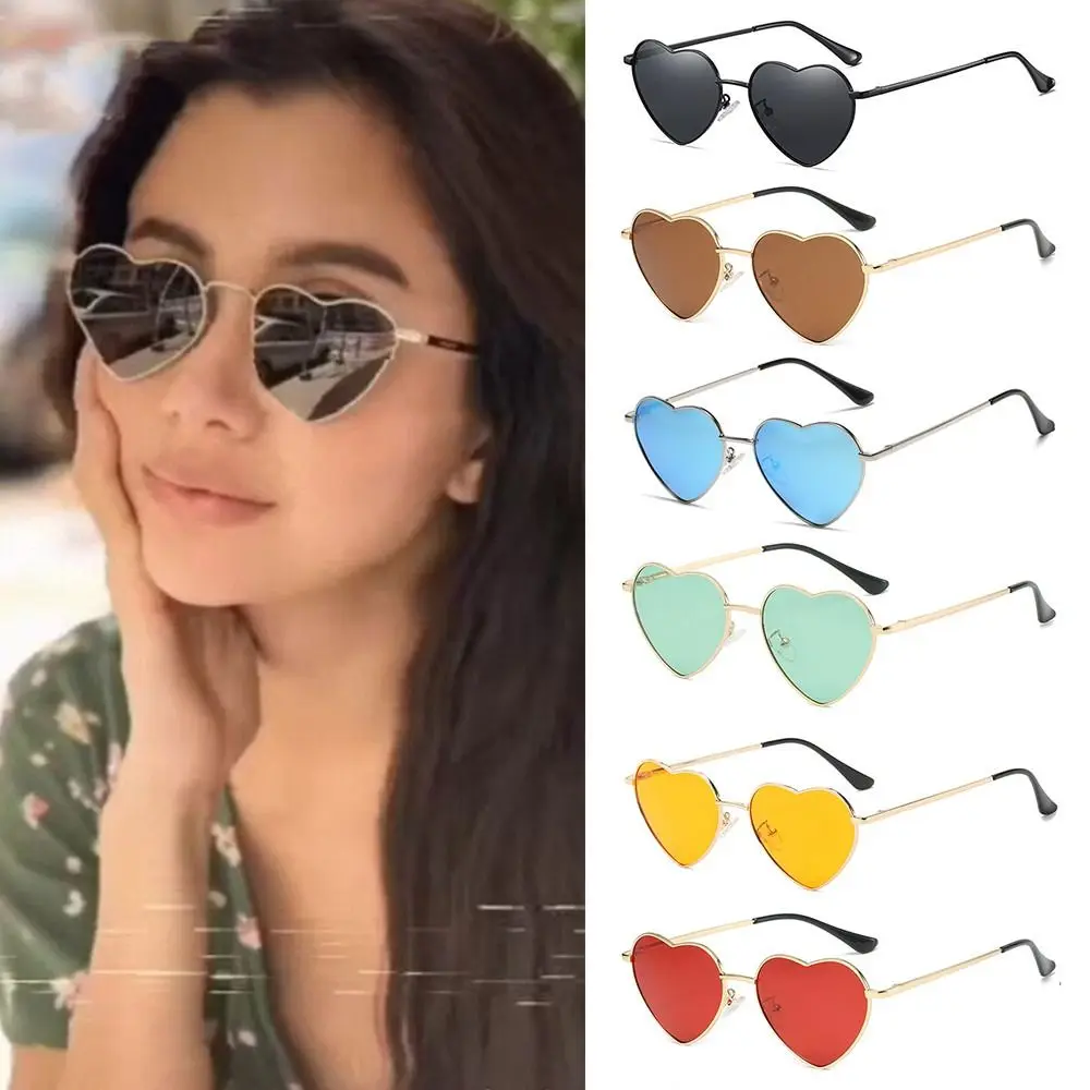 Top Trends: Vintage Metal Frame UV400 Protection Fancy Accessories 90s Glasses Shades Heart Sun Glasses Heart-Shaped Sunglasses Shoppable Styles