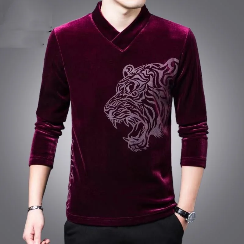 Top Trends: 2023 New Men's Clothing Autumn Winter Long Sleeve V-Neck Casual Fashion All-match Business Solid Color Printed Loose Tops Shoppable Styles