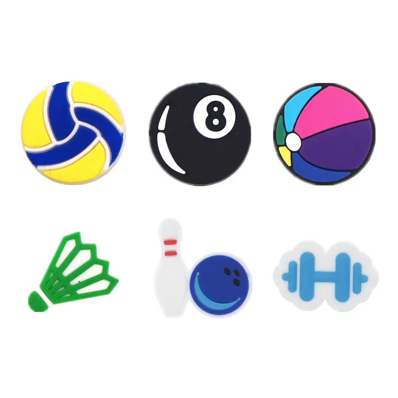 Top Trends: 1pcs PVC Shoe Charms Accessories Decorations Volleyball Badminton Dumbbell Snooker For Bracelet Kids Gifts ZJ04LI3 Shoppable Styles