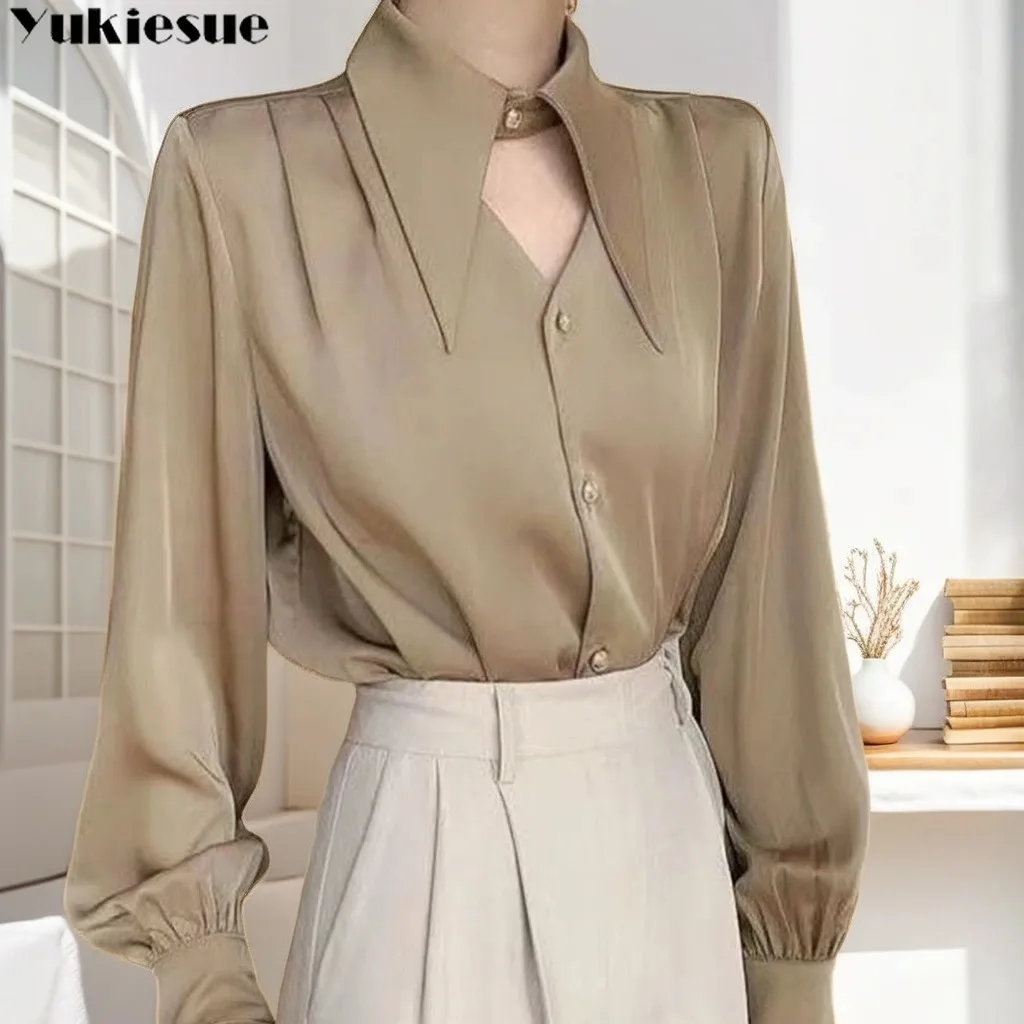 Top Trends: Woman Shirts 2023 Ladies Breasted OL Office Thin Blouses Tops Long Sleeve Commuting Women&#039;s Shirt Tops And Blouses For Women Shoppable Styles