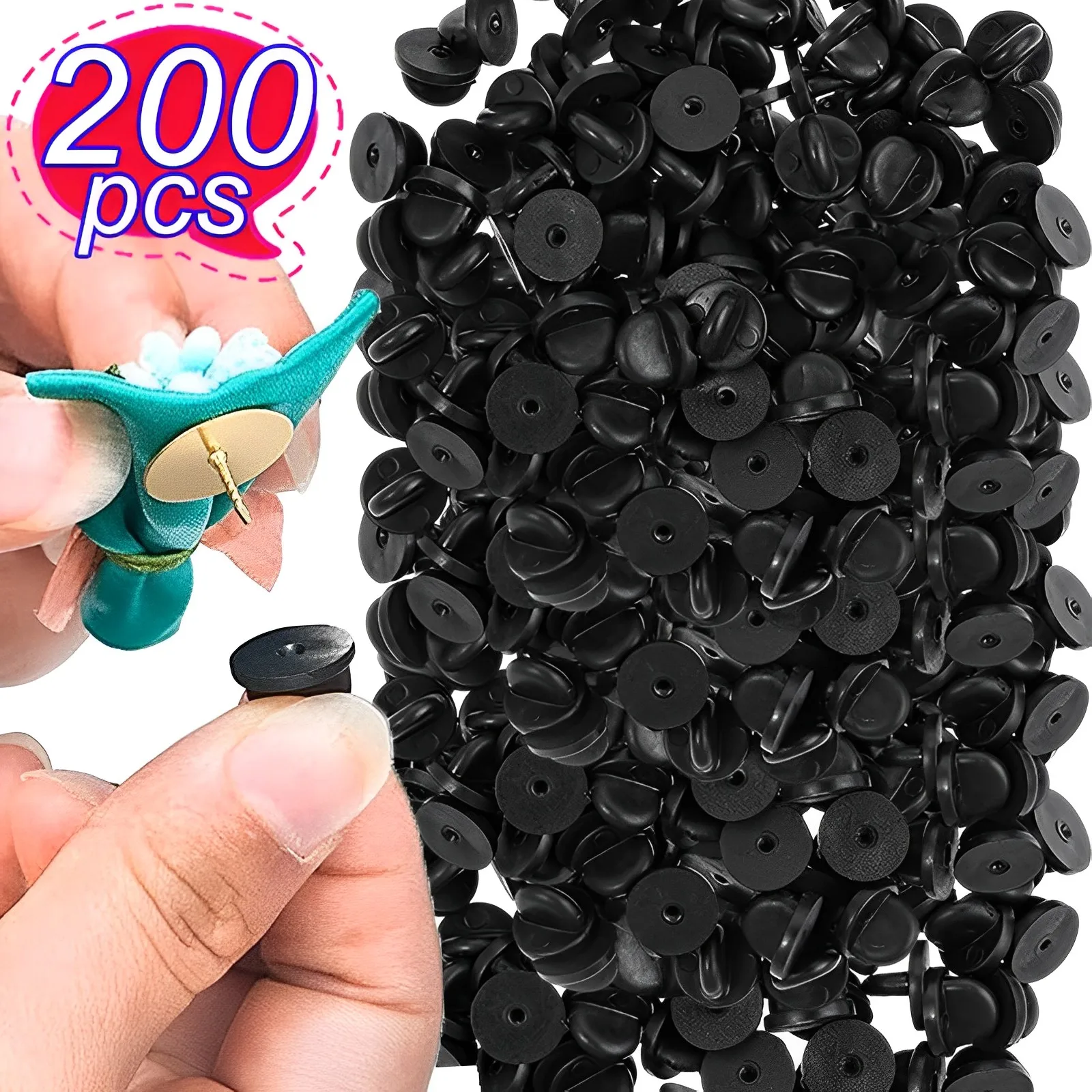 Top Trends: 50-200Pcs Black PVC Rubber Pin Backs Butterfly Clutch Tie Tack Lapel Holder Clasp Pin Cap Keeper For Uniform Badges Replacements Shoppable Styles