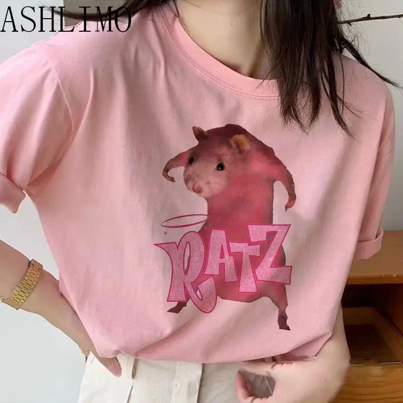 Top Trends: Woman Kawaii Ratz Mouse Tree Print Harajuku Summer Tshirts Casual Round Neck Short Slee Top Tee Shirt Women T-shirt Drop Ship Shoppable Styles