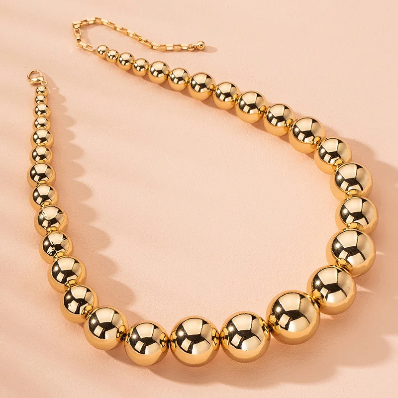 Top Trends: Steampunk Gold Color Ball Beads Chain Necklace For Women Men New Trendy Charm Gothic Choker Necklace Fashion Jewelry Gifts Shoppable Styles