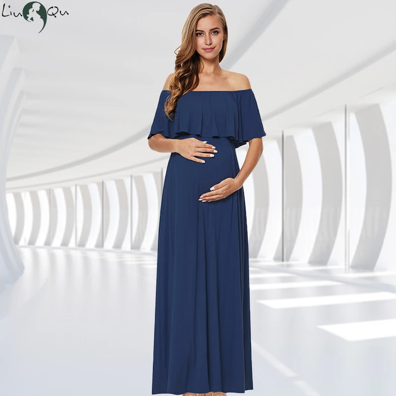 Top Trends: Ruffles Maternity Long Dress Off Shoulder Maternity Dress Maxi Pregnancy Dress Mama Photo Shoot Pregnant Clothes Shoppable Styles