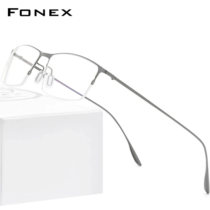 Top Trends: FONEX Titanium Alloy Glasses Frame Men Square Myopia Prescription Eyeglasses Frames Half Rim Optical Male Korean Eyewear 8101 Shoppable Styles