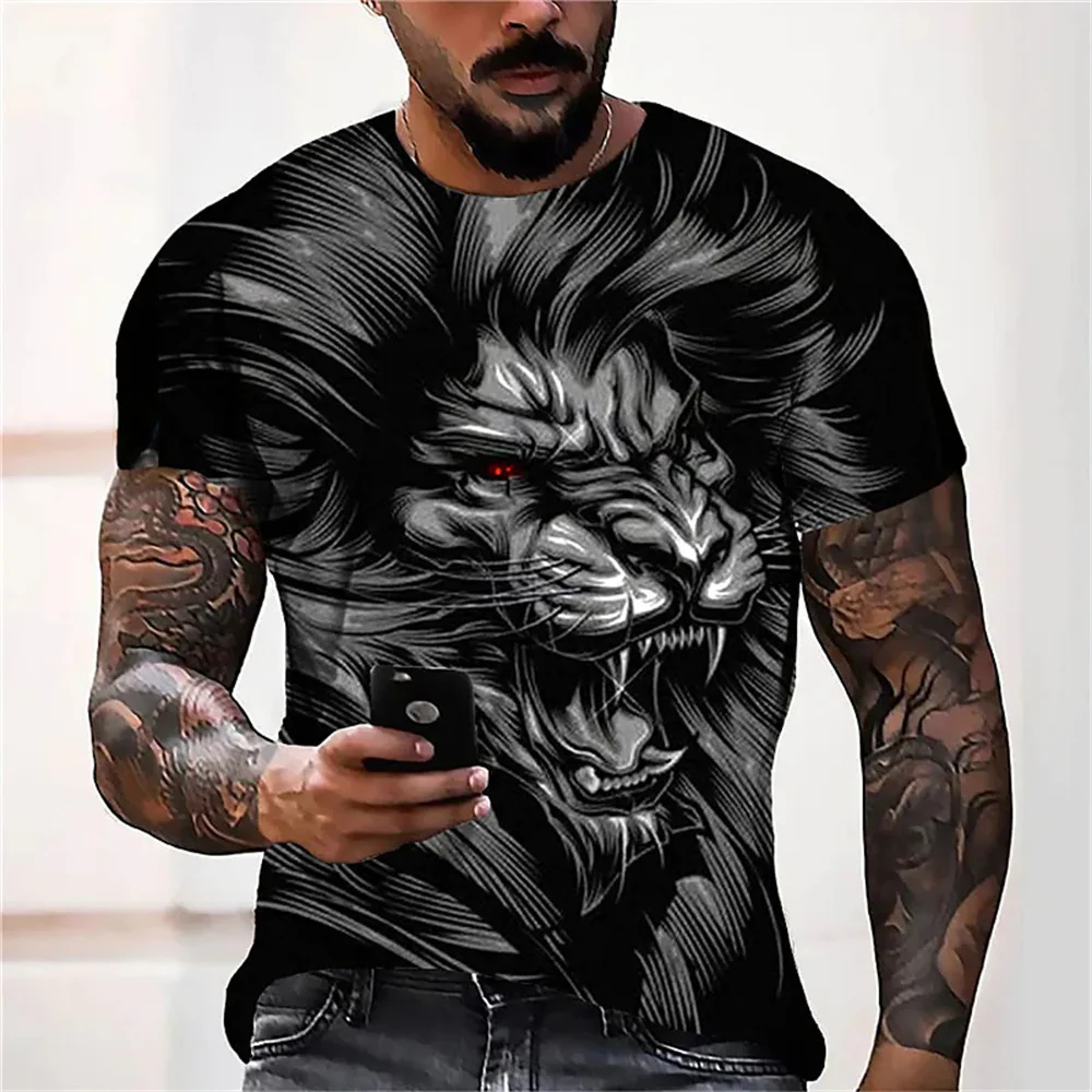 Top Trends: 2023 Cotton Summer T-shirt Men Animal Lion 3d Print Fashion Short Sleeve Top Micro Elastic Sport Fitness T Shirt For Men Shoppable Styles - Image 3