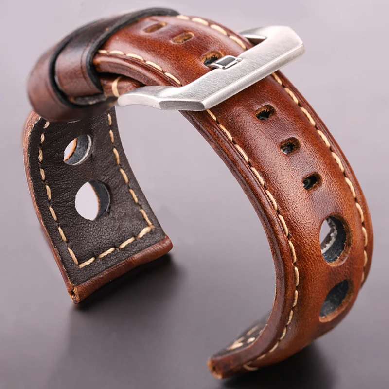 Top Trends: Cowhide Watch Strap Bracelet Vintage Genuine Leather 20mm 22mm 24mm Watchband Women Men Fashion Watch Band Belt With Pin Buckle Shoppable Styles