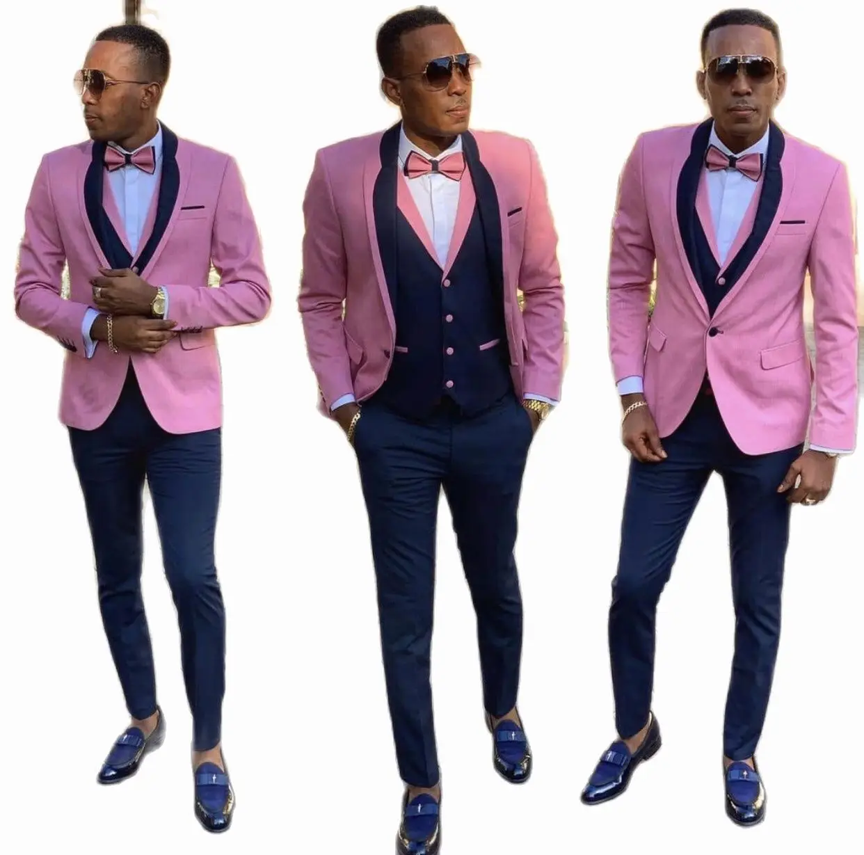 Top Trends: Handsome Pink Top Men Suits Costume Homme Groom Tuxedos Terno Masculino Wedding Bridegroom Three Piece Suit For Men Shoppable Styles