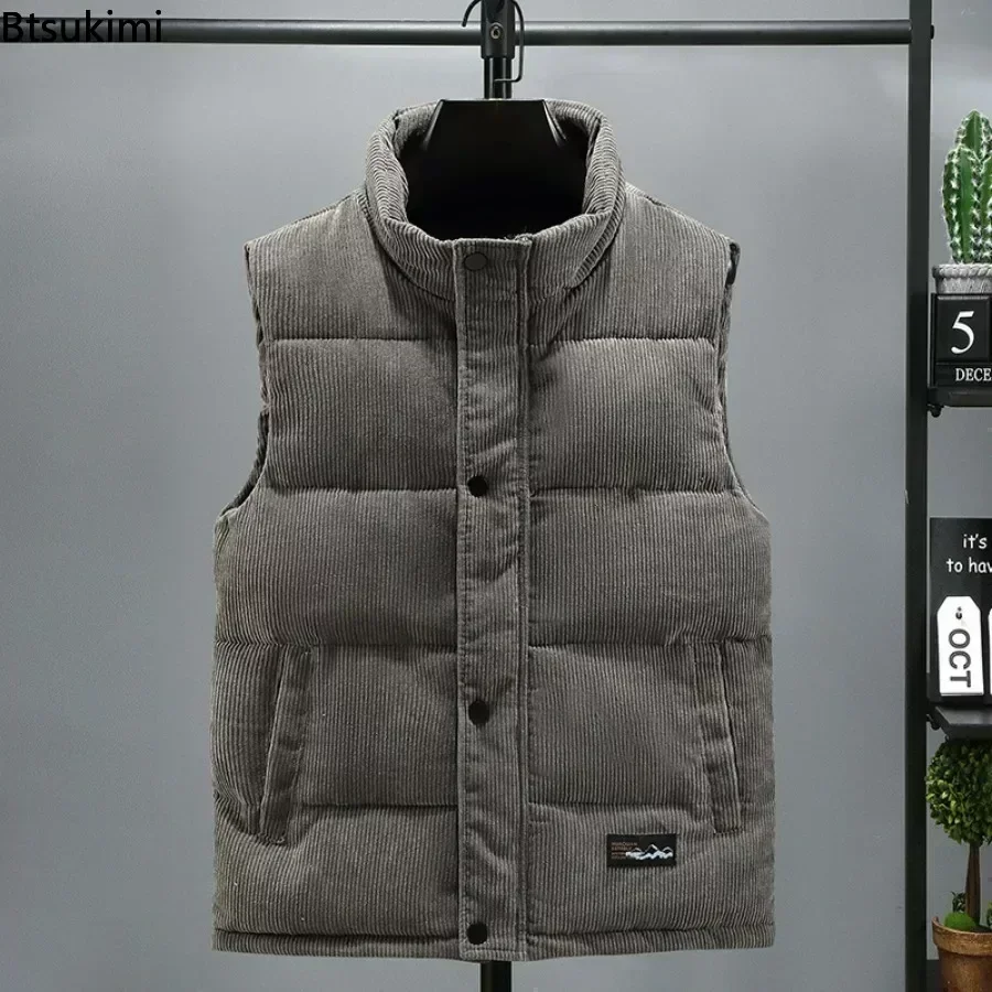 Top Trends: New Men&#039;s Warm Thick Vest Jacket For Winter Cotton Padded Sleeveless Jacket Men Stand Collar Oversized Waistcoat Vests Male 5XL Shoppable Styles