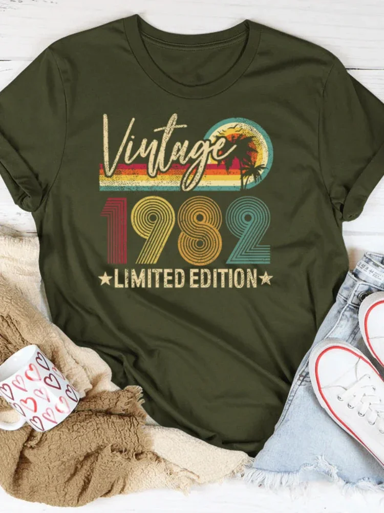 Top Trends: Vintage 1982 Limited Edition Print Women T Shirt Short Sleeve O Neck Loose Women Tshirt Ladies Tee Shirt Tops Camisetas Mujer Shoppable Styles