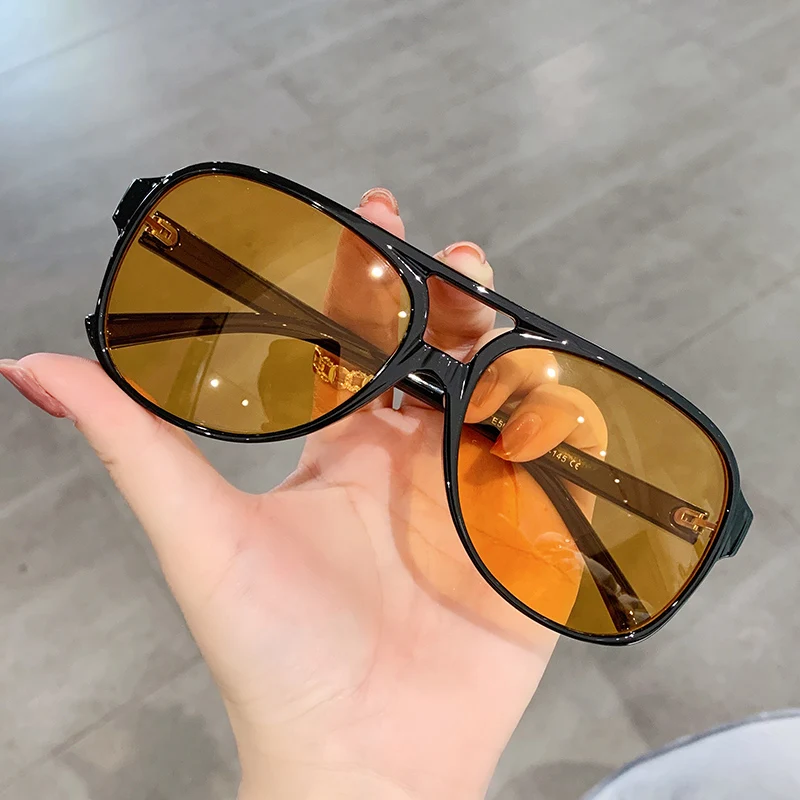 Top Trends: Classic Retro Vintage Aviation Pilot Sunglasses Women Men Big Large Oversized Frame Luxury Designer Shades 70s Sun Glasses Shoppable Styles