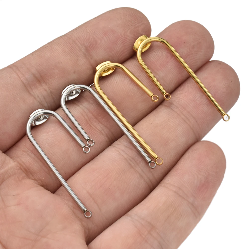 Top Trends: 10pcs / lot Gold Stainless Steel Accessories For Earrings Base Post Components Connectors Gold Earring Parts Making Supplies Bulk Shoppable Styles