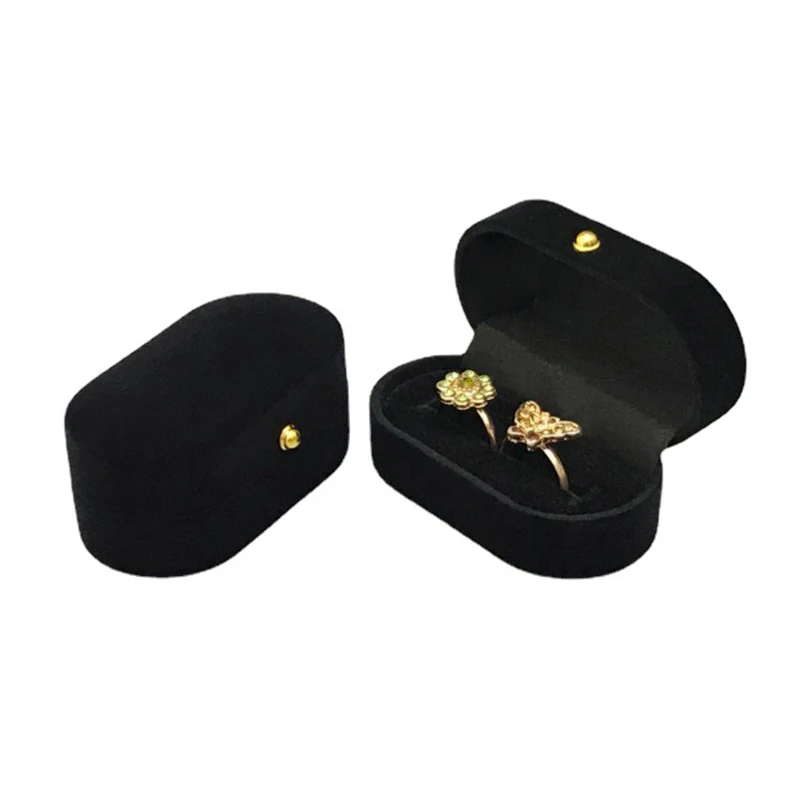 Top Trends: Velvet Couple Double Slots Ring Box Earrings Case Jewelry Storage Gift Holder Organizer Wedding Engagement Ring Case Wholesale Shoppable Styles