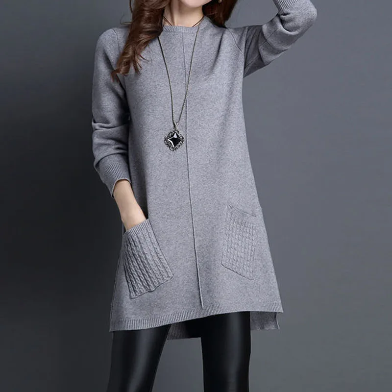 Top Trends: Fashion Female Solid Color Simplicity Knitted Pullovers Commute All-match Long Sleeve Sweaters Autumn Winter Women&#039;s Clothing Shoppable Styles