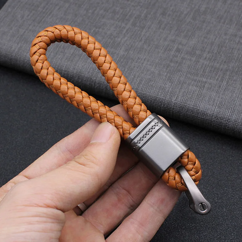 Top Trends: New Hand-Woven Leather Car Key Ring Men Women Rope Key Chain Waist Keychains Charm Metal Key Holder Gift Jewelry Shoppable Styles