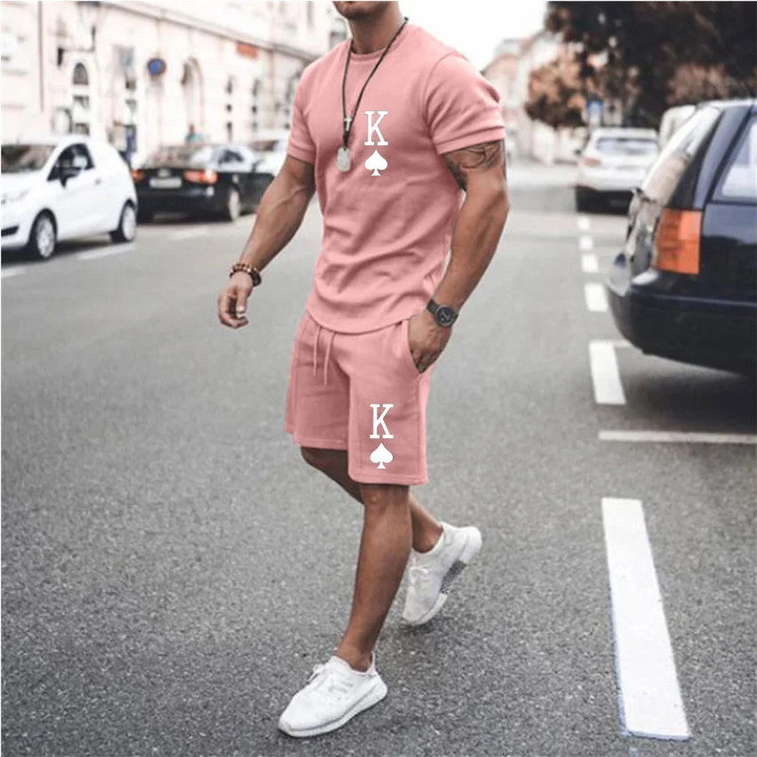 Top Trends: Summer Men’s T-Shirt Set Spades King 3D Print Short Sleeve+ Sports Shorts 2Piece Suits Men’s Sportswear O-Neck Oversized Outfits Shoppable Styles