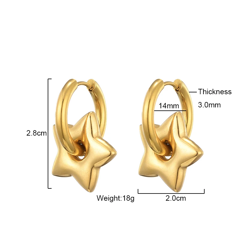 Top Trends: Classic Stainless Steel Heart Star Hoop Earrings For Women Punk Hip Hop Gold Silver Color Y2K Jewelry Female Earrings Oorbellen Shoppable Styles - Image 5