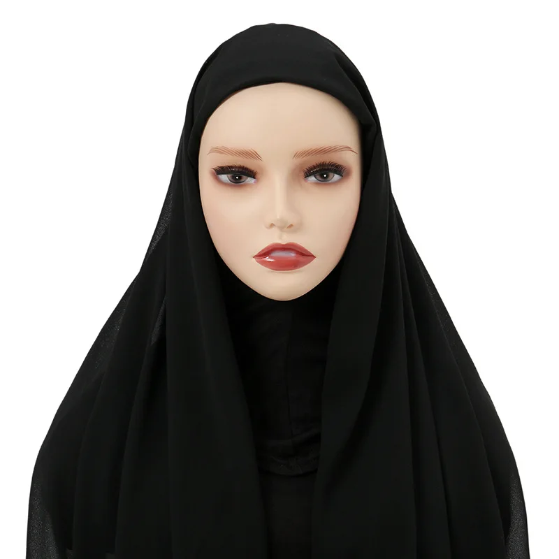 Top Trends: Plain Bubble Chiffon Instant Hijab With Modal Inner Cap Jersey Hijabs Woman Veil Muslim Soft Islamic Scarf Cover Bonnet Headband Shoppable Styles - Image 3