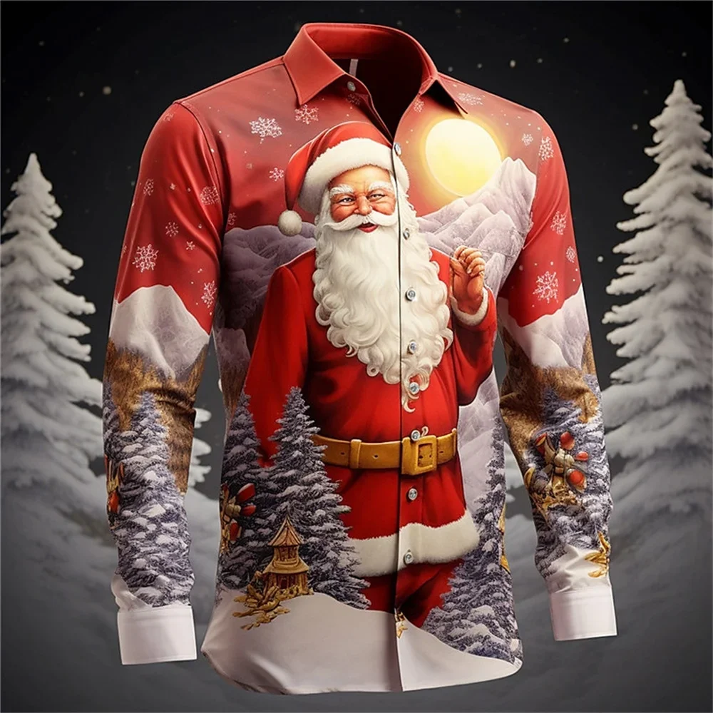 Top Trends: Santa Claus Holiday Shirt 3D Printing Hot Selling Christmas Long Sleeve Shirt Party Men&#039;s Shirt 3D Printing Casual Fashion Men&#039;s Shoppable Styles