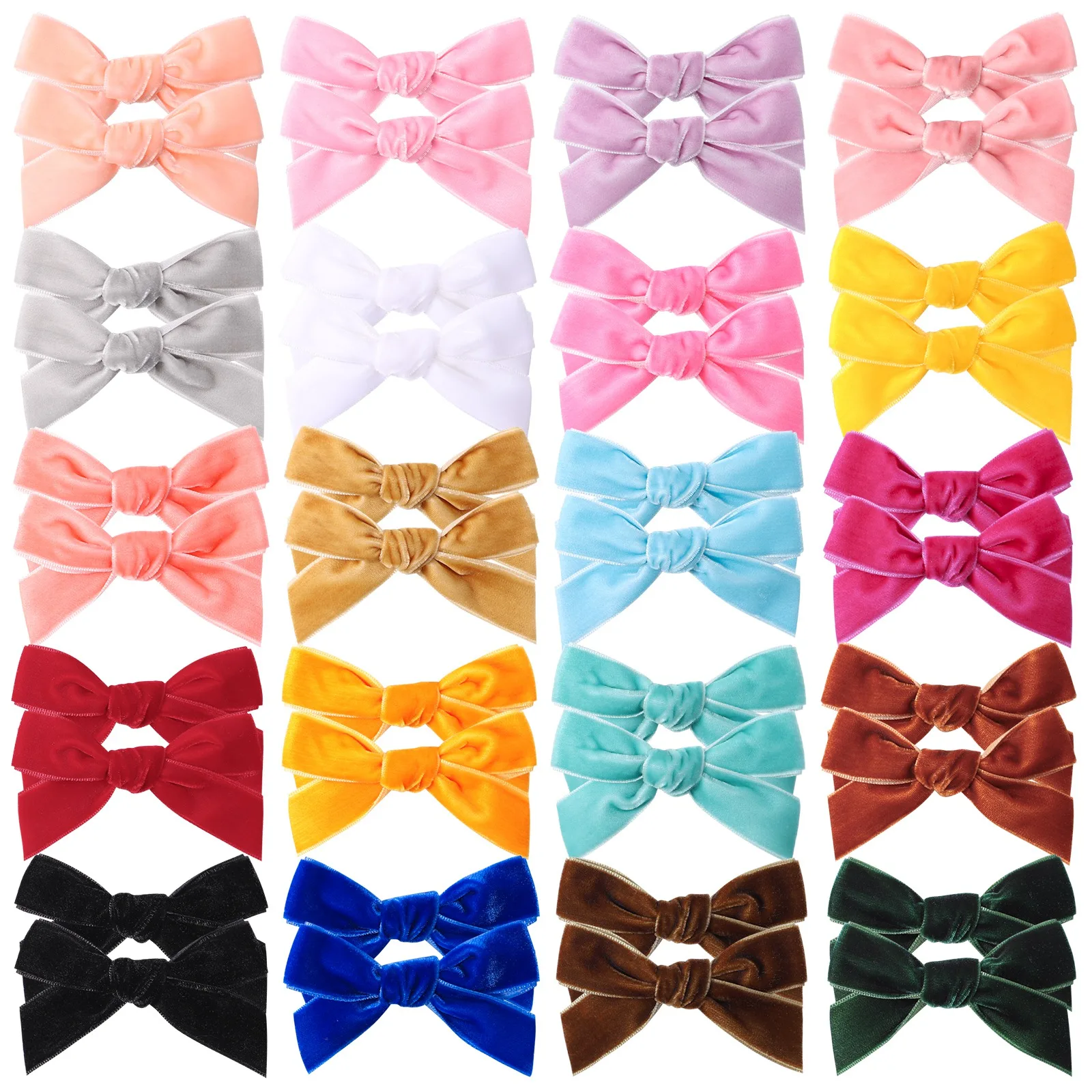 Top Trends: 2Pcs / Lot Cute Solid Color Bow Hair Clip For Kids Girls Velvet Bowknot Hairpins Barrettes Boutique Headwear Gift Hair Accessories Shoppable Styles