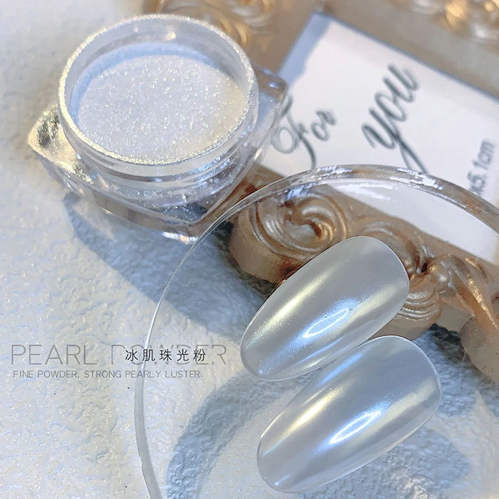 Top Trends: White Chrome Powder Pearl Shimmer Chrome Powder With Mirror Effect Pearl Effect Chrome Glazed Donut Nail Chome Pigment Decor Shoppable Styles - Image 2