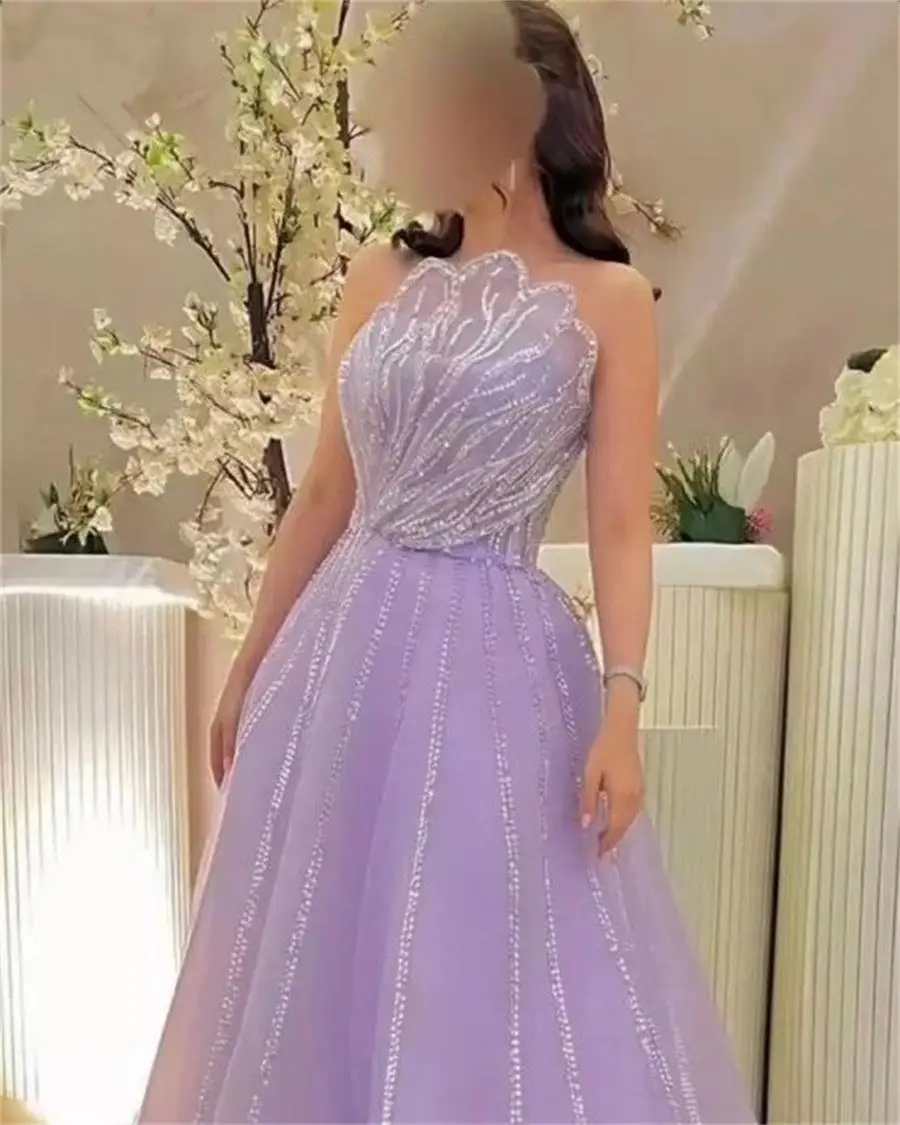 Top Trends: Lilac Tulle Strapless Prom Dresses Beadings Special Occasion Banquet Club Vestidos De Fiesta Formal Party Dress Evening Dresses Shoppable Styles