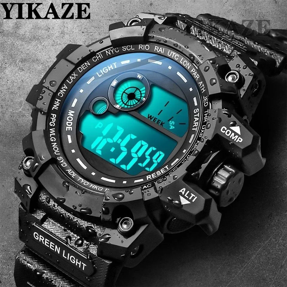 Top Trends: YIKAZE Men&#039;s LED Digital Watches 50mm Big Size Waterproof Men Sport Watch Date Army Military Clock Electronic Wristwatch For Man Shoppable Styles