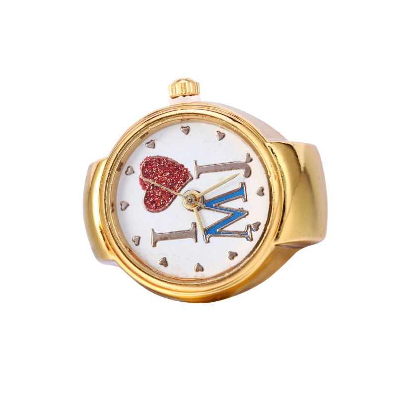 Top Trends: Love Finger Watch Mini Small Elastic Strap Alloy Watches Female Rings Jewelry Clock Gold Flower Women Quartz Rose Watch Ring Shoppable Styles