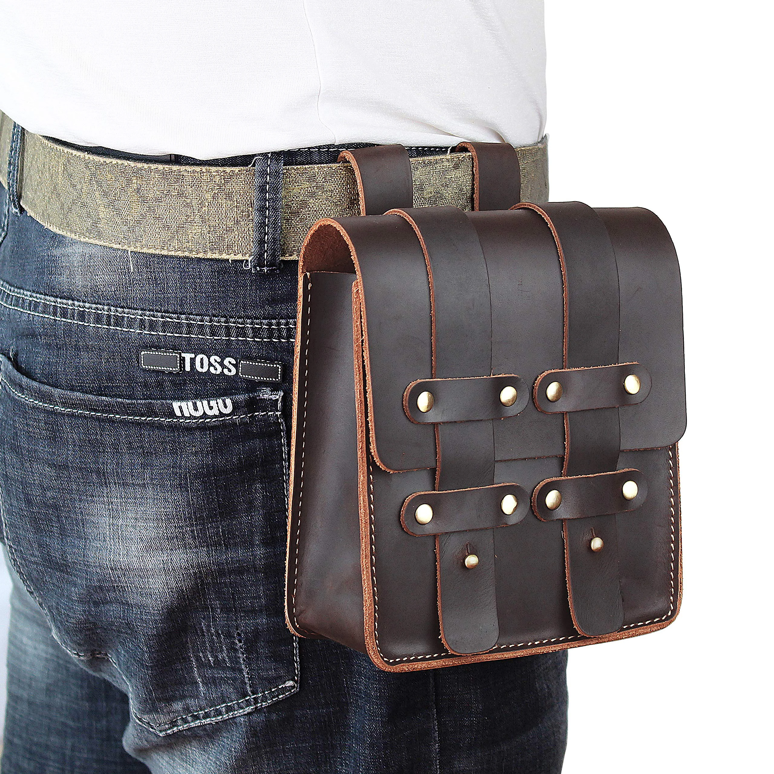 Top Trends: Fanny Waist Bag Men Genuine Leather Belt Bum Leg Hip Packs For Men Mini Multi Phone Box Wallet And Purse Outdoor Coin Card Pouch Shoppable Styles