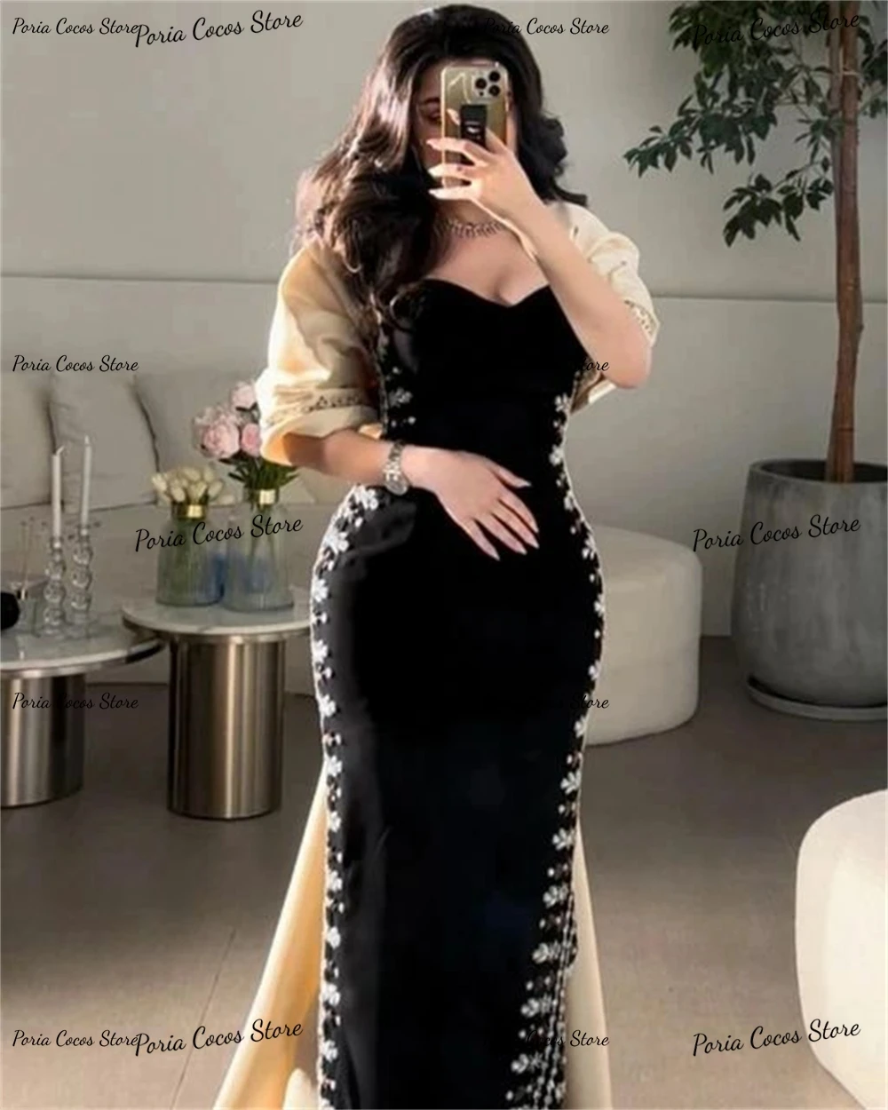 Top Trends: Sweetheart Neck Sexy Sheath Short Sleeve Evening Party Dress Women Backless Prom Gown Patchwork فساتين السهرة 2023 جديده Shoppable Styles - Image 3