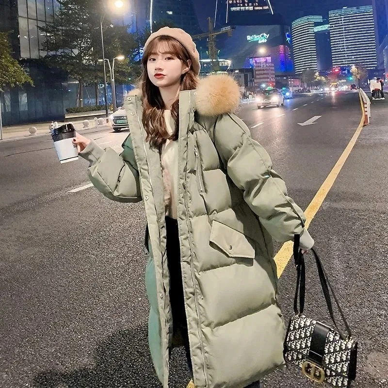 Top Trends: Winter Down Padded Jacket Parkas Thicken Long Hooded Female Jacket Women Loose Big Fur Collar Jacket Coat 2023 Shoppable Styles