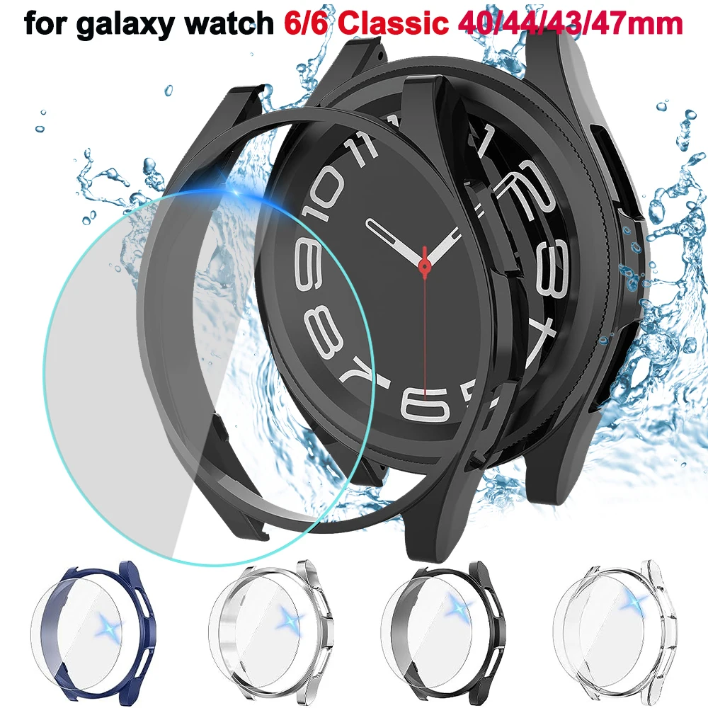 Top Trends: Glass+ Case For Samsung Galaxy Watch 6 / 6 Classic Waterproof PC Galaxy Watch 6 / 6 Classic 40 / 44 / 43 / 47mm Cover+ Screen Protector Shoppable Styles