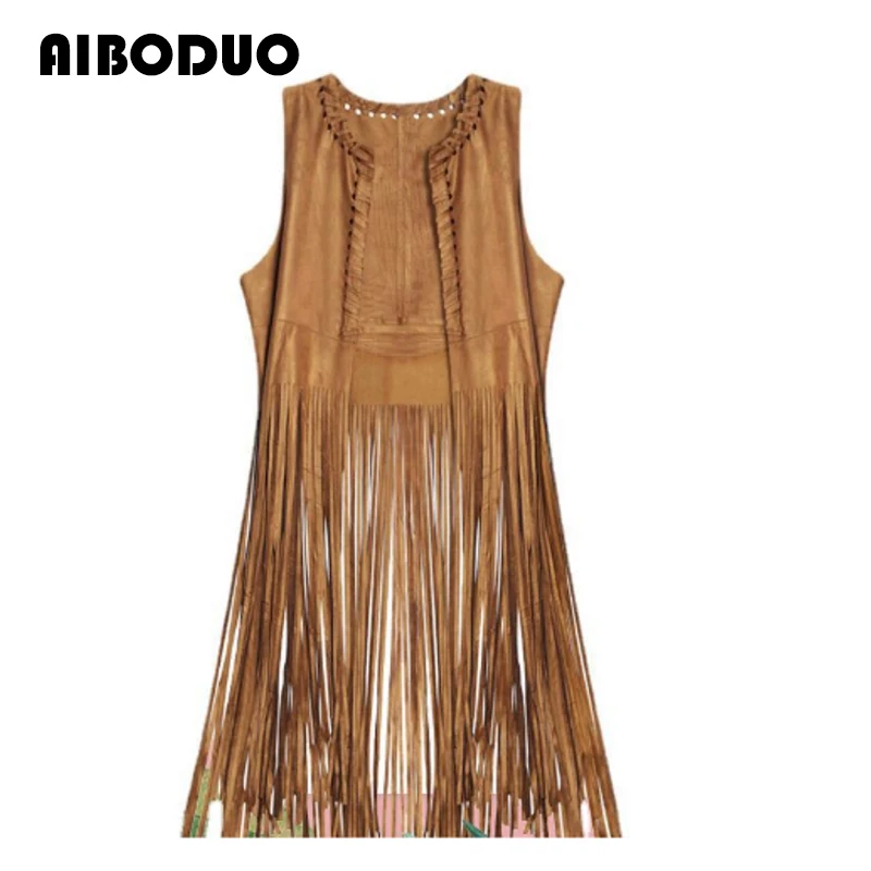 Top Trends: New Women's Suede Cardigan Waistcoat Suede Long Fringe Cape Tassels Open Front Hollow Hole Design Fashion Hippie Outerwears Shoppable Styles