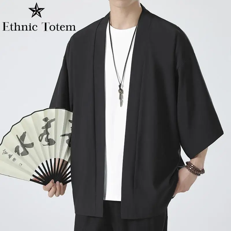 Top Trends: Black Kimono Para Hombre Kimono Men Japanese Cardigan White Cloak Beach Shirt Summer Haori Unisex Samurai Clothing Shoppable Styles