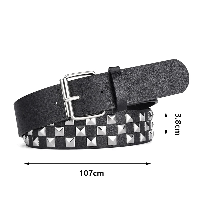 Top Trends: Fashion Casual Rivet Belt Goth Style Pin Buckle Man / woman Puck Designer Pu Leather Jeans Waistband Shoppable Styles - Image 5