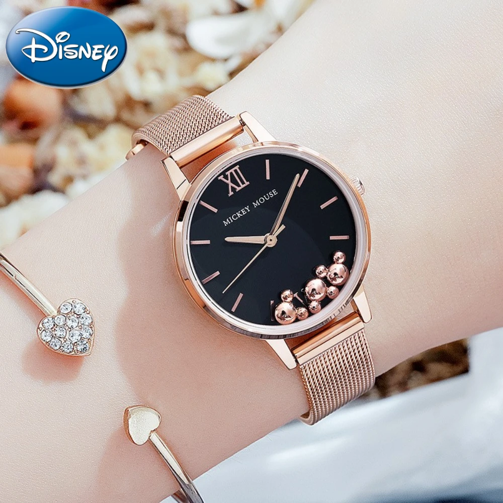 Top Trends: Disney Gift Mickey Mouse Quartz Watch Women Bracelet Steel Mesh Strap Leather Clock Girl Relogio Feminino Shoppable Styles