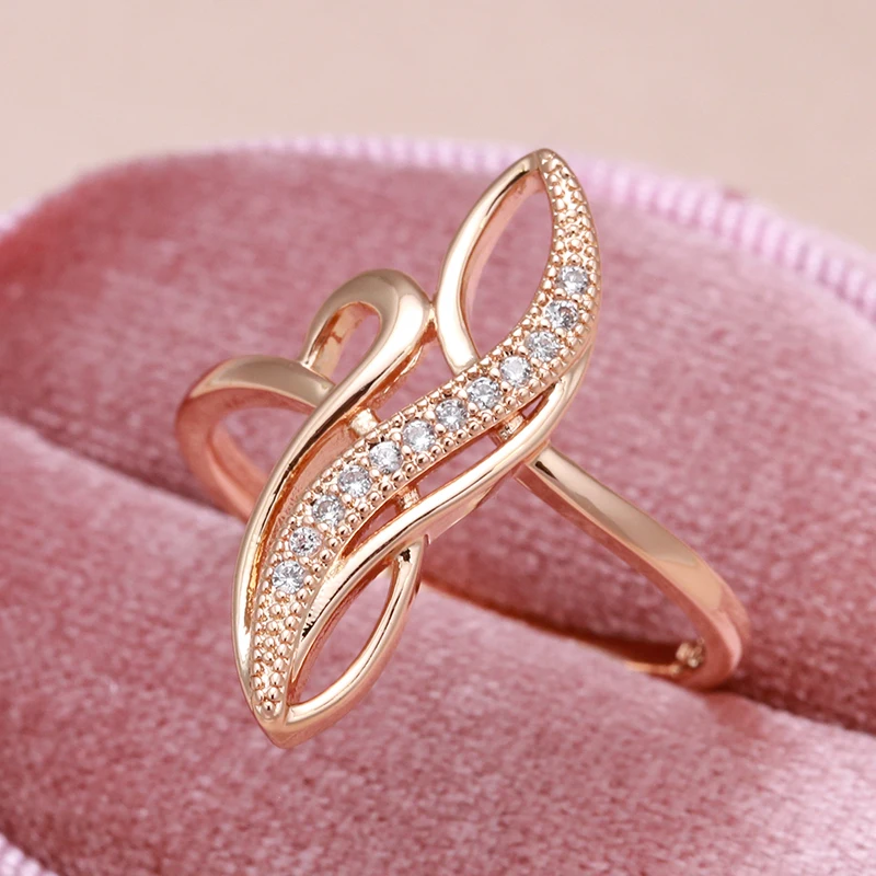 Top Trends: Elegant Geometric Texture Natural White Zircon Rings For Women 585 Gold Wedding Party Personality Rings Fashion Fine Jewelry Shoppable Styles