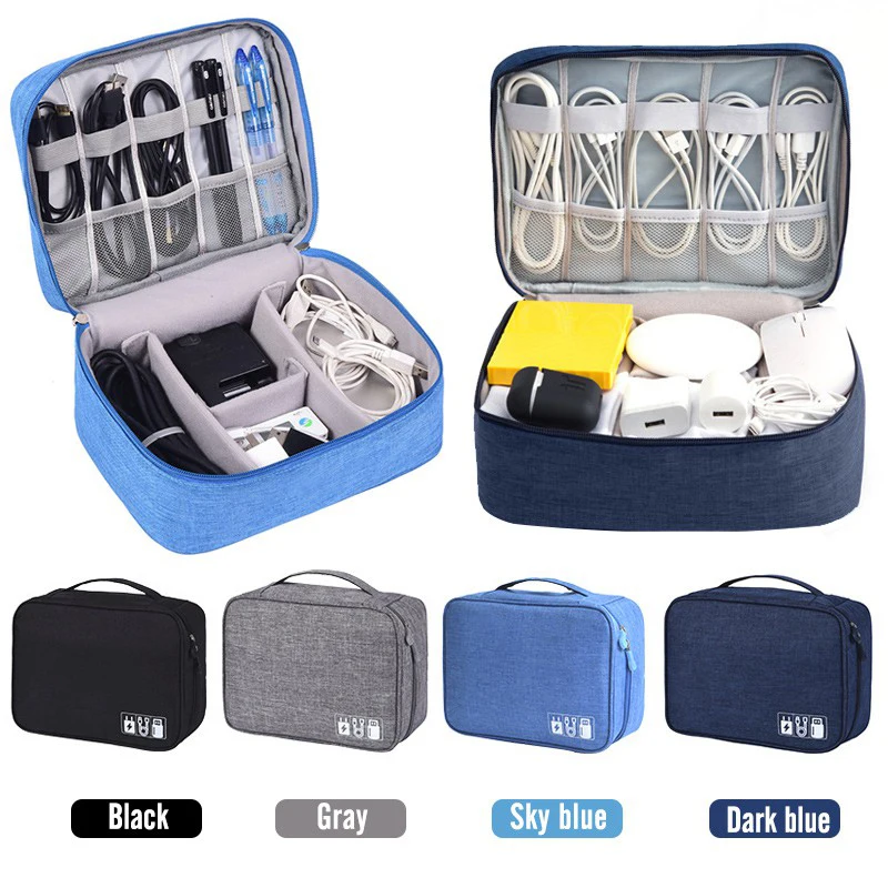 Top Trends: Portable Digital USB Gadget Organizer Cationic Polyester Data Cable Storage Bag Travel Portable Cosmetic Bag Digital Bag Handbag Shoppable Styles