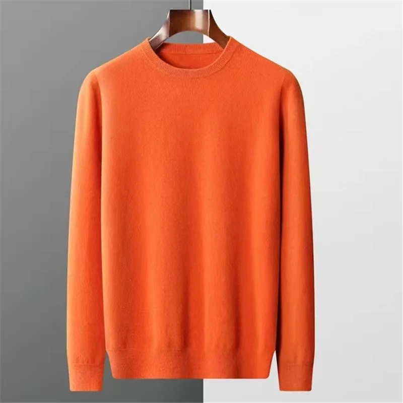 Top Trends: Cashmere Sweater Men's Knitting 100% Pure Merino Wool 2023 Autumn And Winter Fashion Large Round Neck Top Autumn Warm Pullover Shoppable Styles