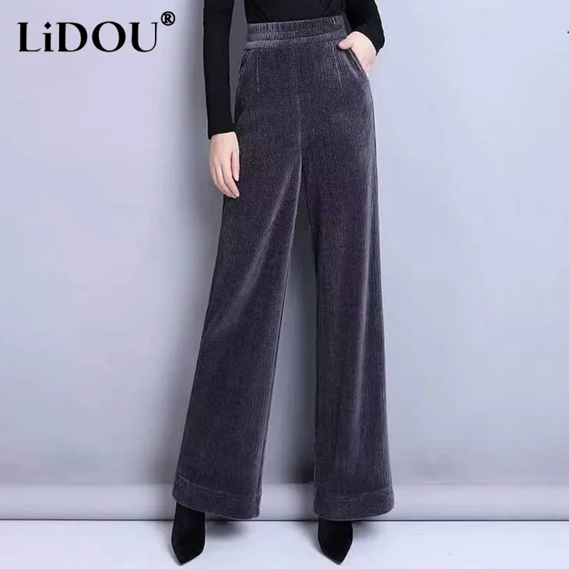 Top Trends: Spring Autumn Fashion Solid Color Korean Wide-leg Pants Women Elegant Loose All Match Casual Lady Trousers Chic Female Clothes Shoppable Styles