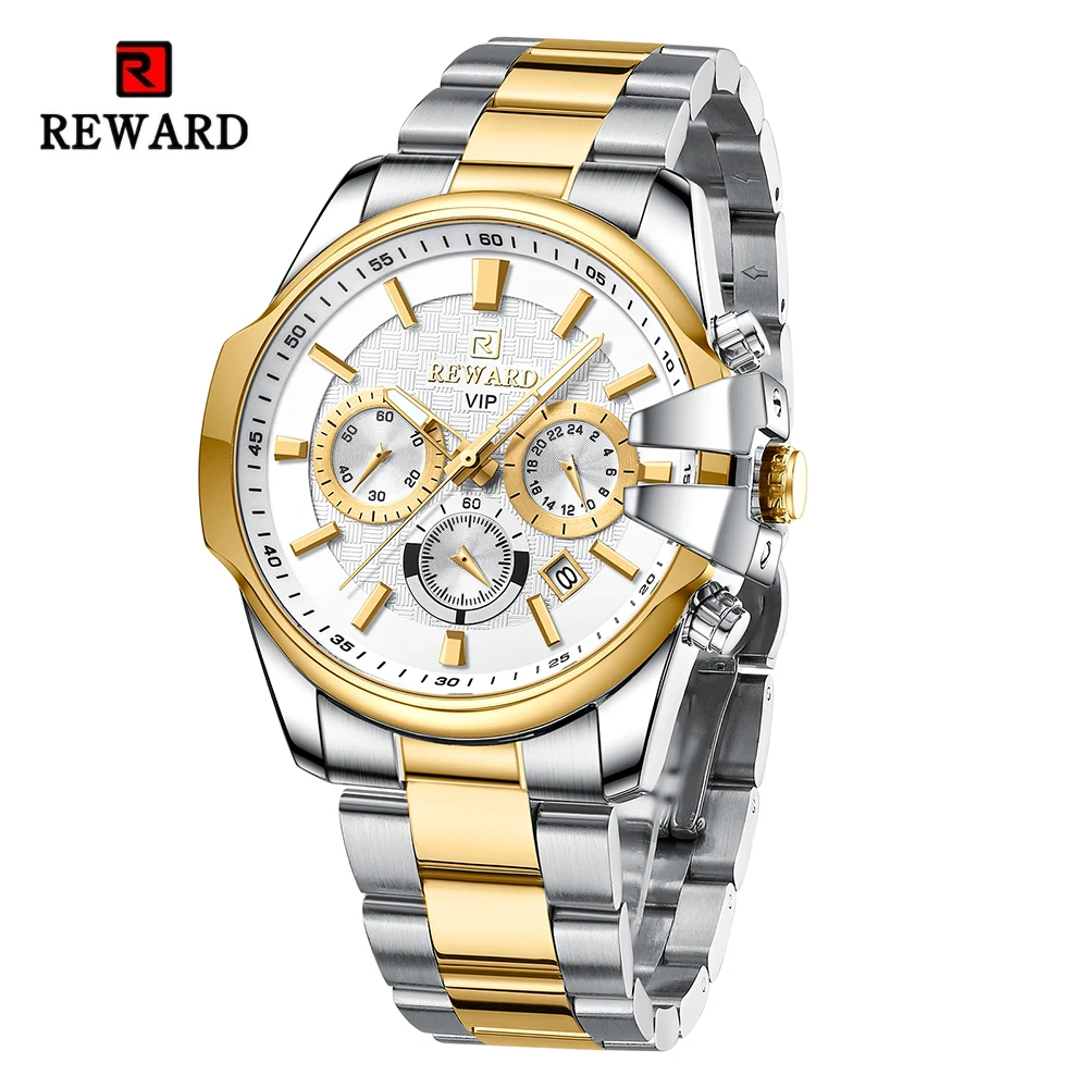 Top Trends: New Design REWARD VIP Business Men&#039;s Wrist Watches Chronograph Luminous Sport Watches For Men Water Resistant Stainless Steel Shoppable Styles