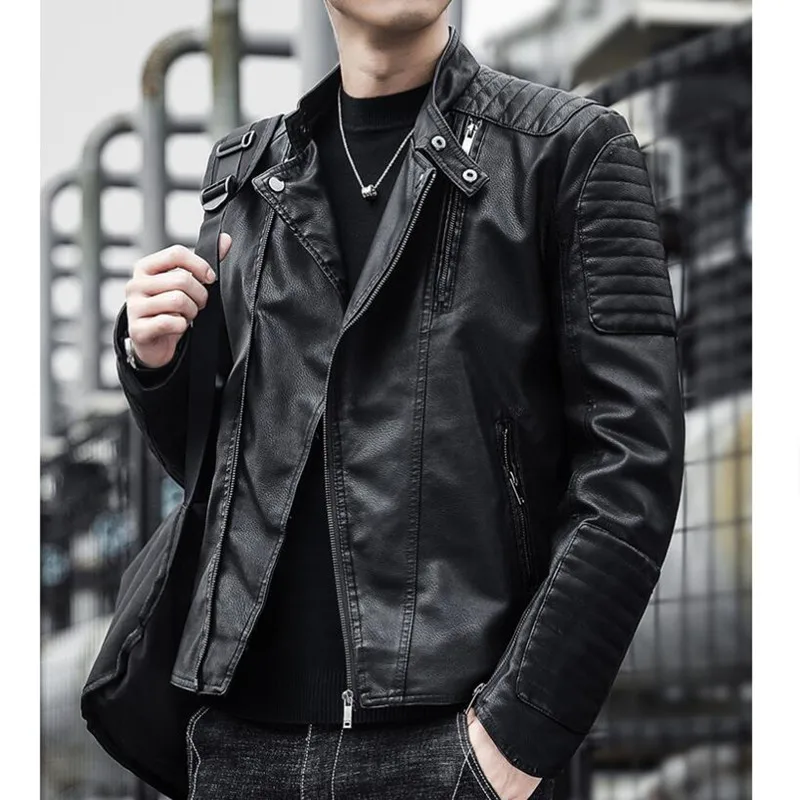 Top Trends: Brand Clothing Men Slim Fit Jacket Fashion Solid Color Motorcycle Winter Jackets Chaqueta Hombre Windproof Black Leather Coat Shoppable Styles