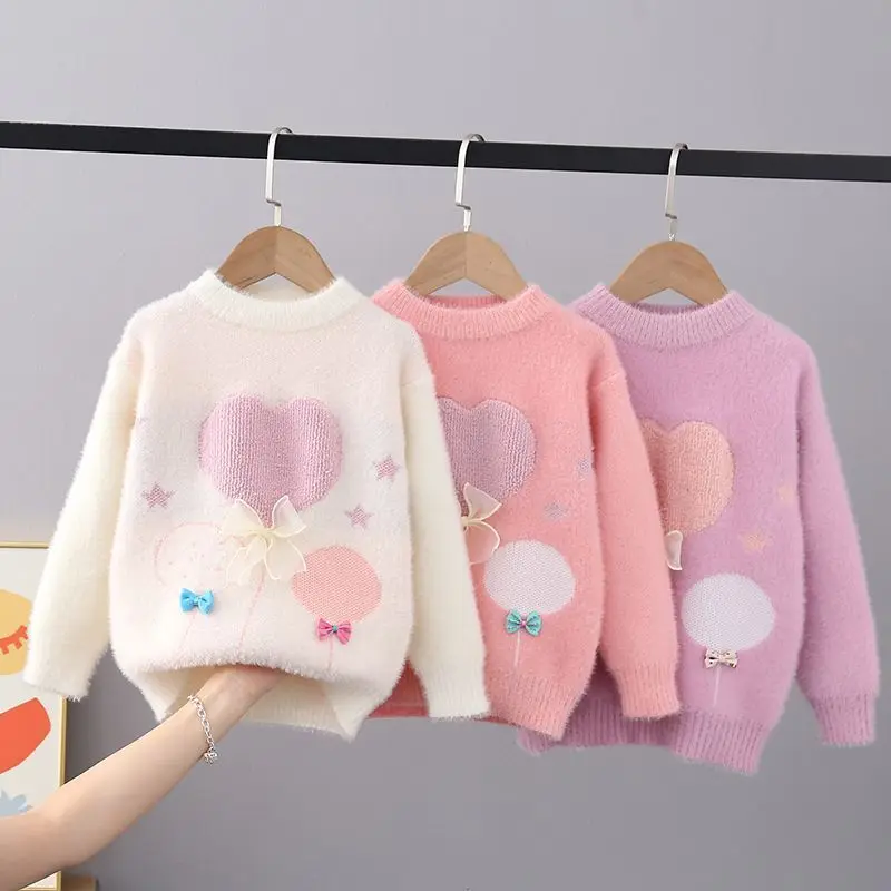 Top Trends: Chic New Autumn Winter Thick Pullover Sweaters Girls Knit Lace Butterfly-knot Sweaters Children Clothing Girls Sweater FY11292 Shoppable Styles