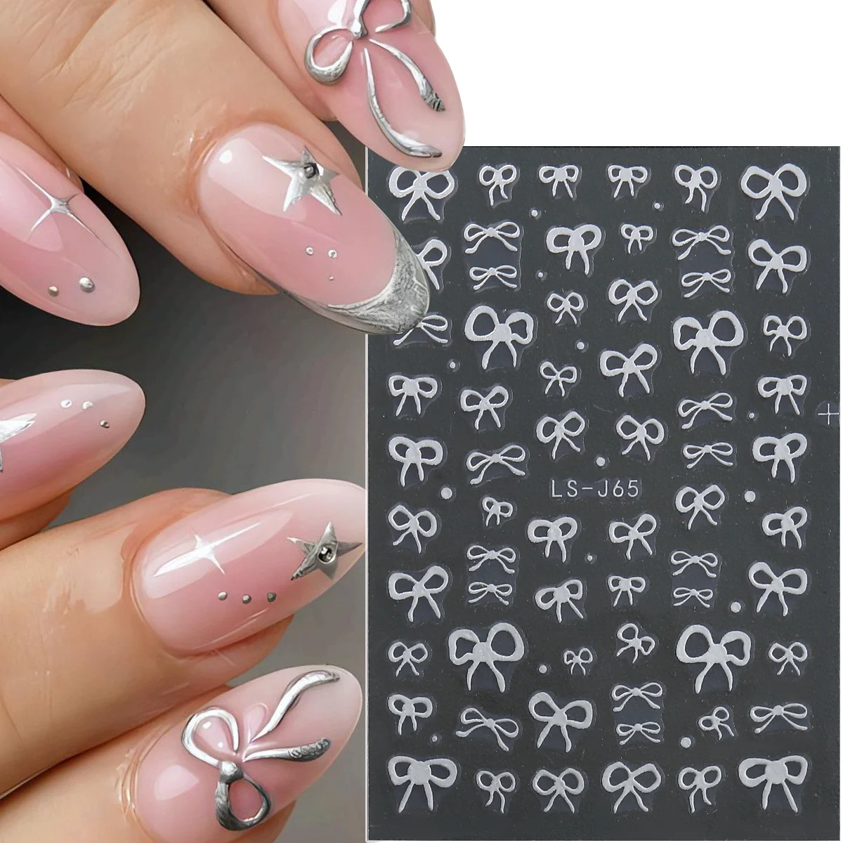 Top Trends: 3D Nail Ribbons Decors Silver Bows Nail Art Sticker Cute Silk Bowknot Nail Decals Y2K Styles Kawaii Manicure Accessories LS-J65 Shoppable Styles