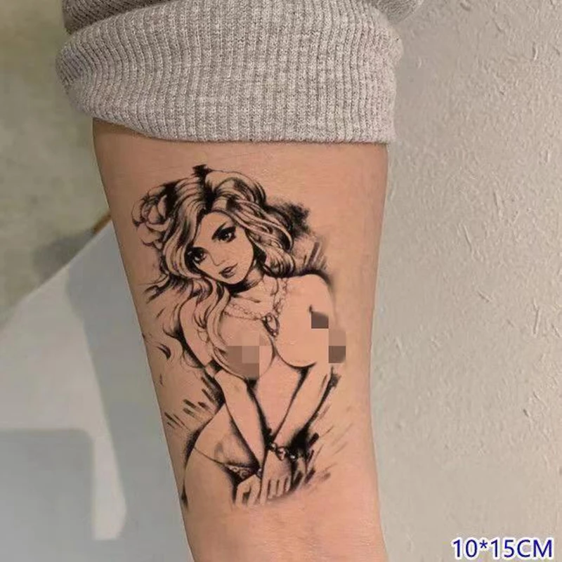 Top Trends: Sexy Girl Temporary Tattoo Gun Geisha Waterproof Half Arm Men And Women Art Fake Tattoo Leg Fashion Body Tatouage Femme Adesivos Shoppable Styles