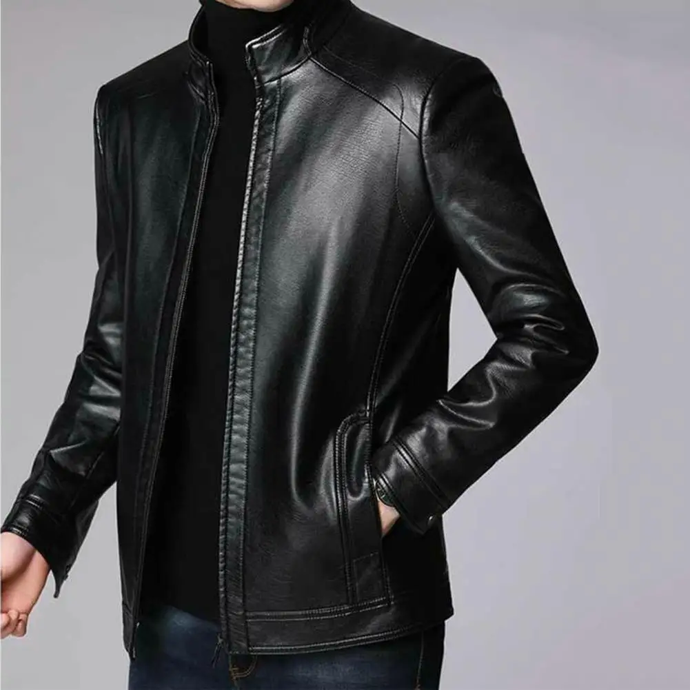 Top Trends: Men Faux Leather Jacket Stylish Men&#039;s Faux Leather Jacket Warm Windproof Trendy Outerwear For Autumn Winter Fall Men Jacket Shoppable Styles