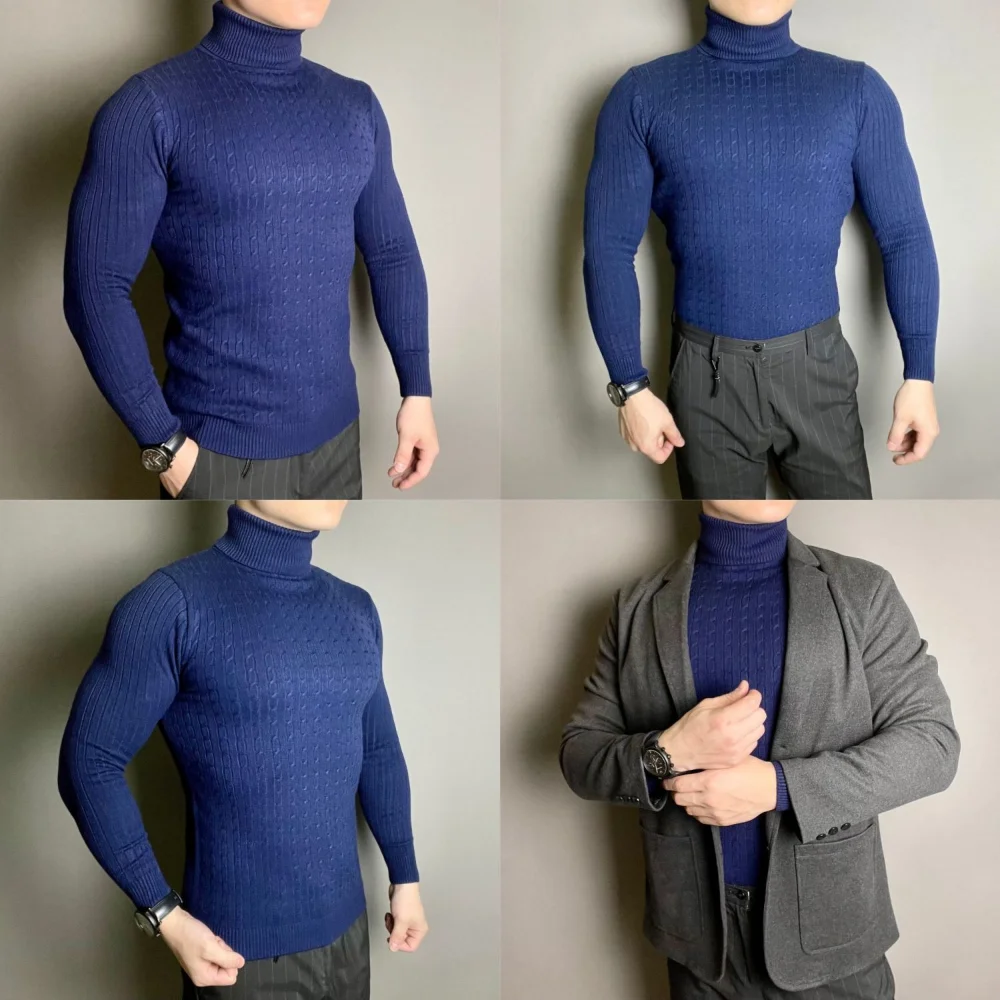 Top Trends: New Winte Men's Rollneck Knitted Keep Men Jumper Knit Woolen Turtleneck Warm Sweater Casual Pulloverr Coats Knit Sweater Shoppable Styles - Image 4