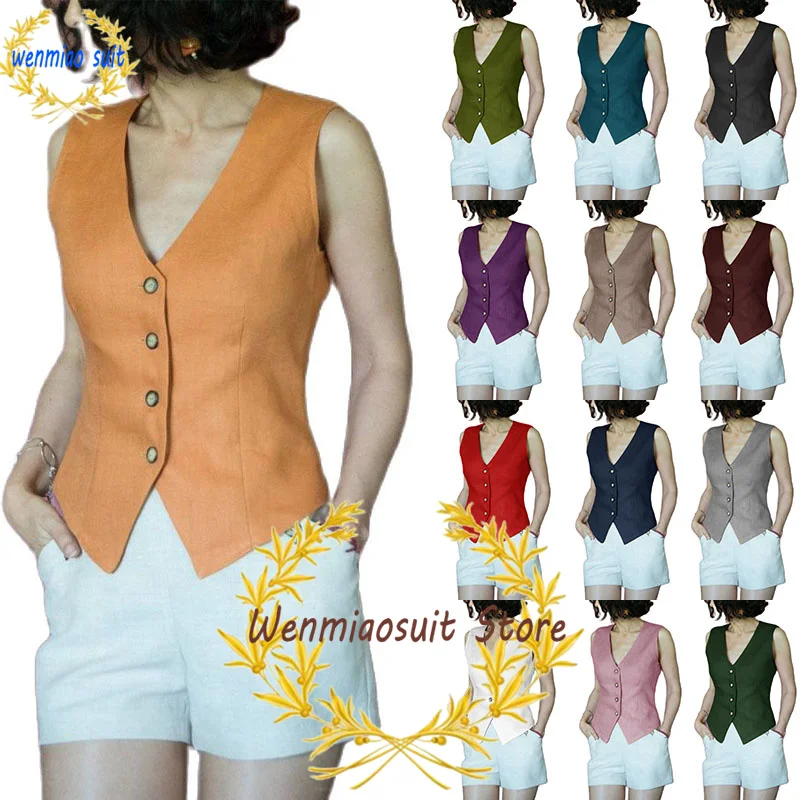 Top Trends: Women&#039;s Suit Vest V Neck 4 Button Sleeveless Jacket Fashion Summer Waistcoat Lady Fashion Vests Shoppable Styles