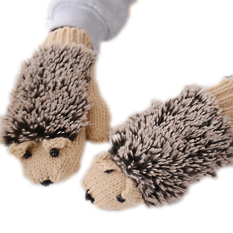 Top Trends: Cartoon Hedgehog Knitted Gloves Handmade Woolen Knitting Gloves Without Fingers Outdoor Crochet Knit Plush Gloves Soft Windproof Shoppable Styles