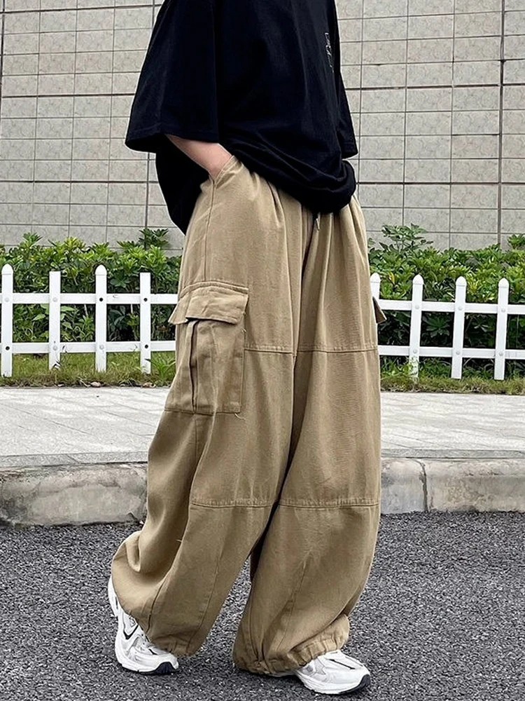 Top Trends: HOUZHOU Harajuku Streetwear Khaki Cargo Pants Women Oversize Pockets Hip Hop Black Wide Leg Trousers For Female Korean Fashion Shoppable Styles